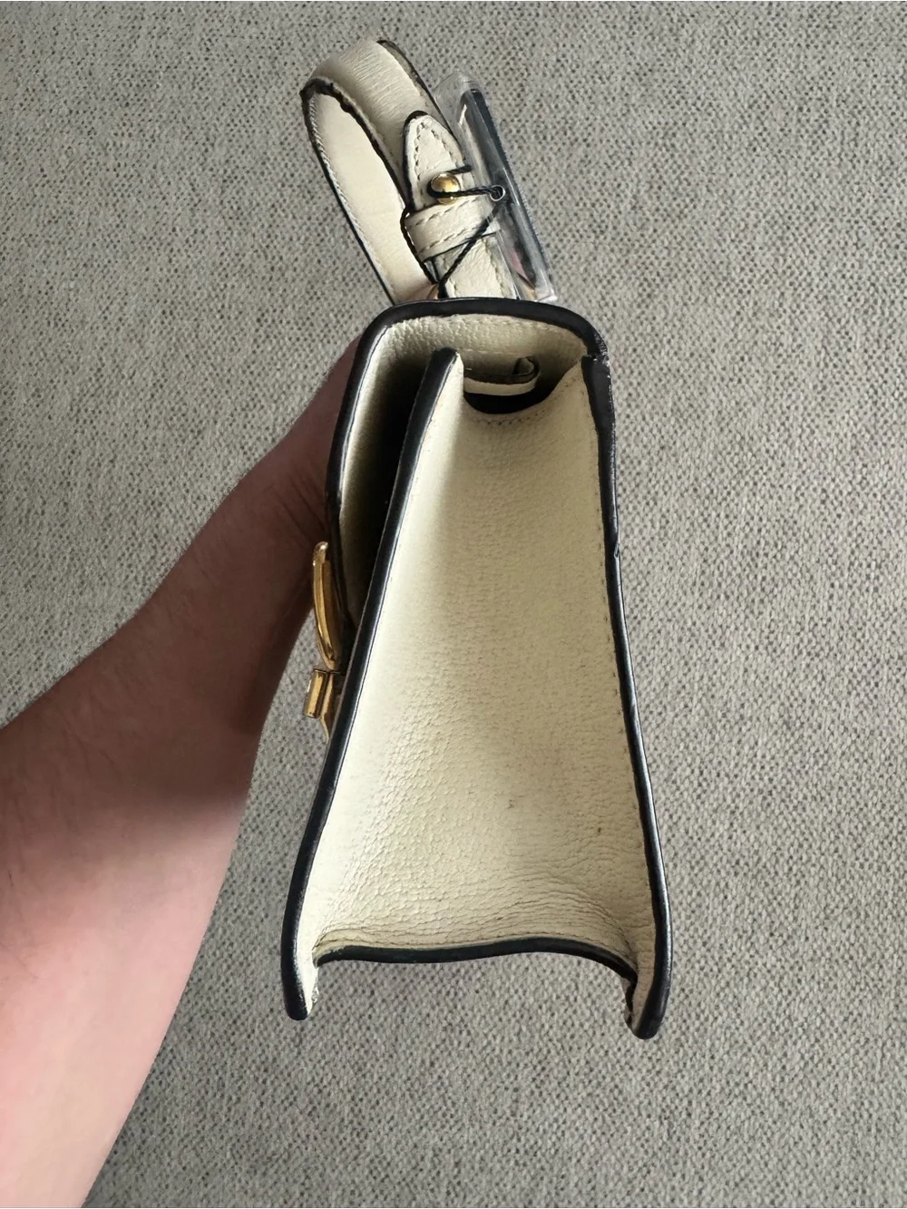 Gucci White & Gold Bee and Star Mini Top Handle Satchel with Tricolor Strap